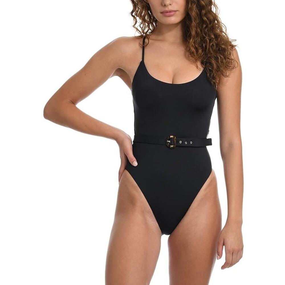 Sunshine 79 Women's Over The Shoulder One Piece Black Swimsuit, Size 6